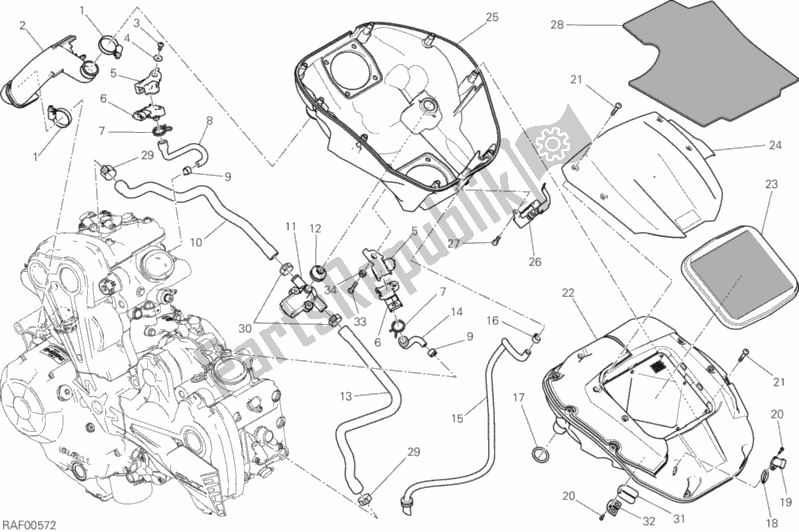 All parts for the Intake of the Ducati Diavel Xdiavel Thailand 1260 2016